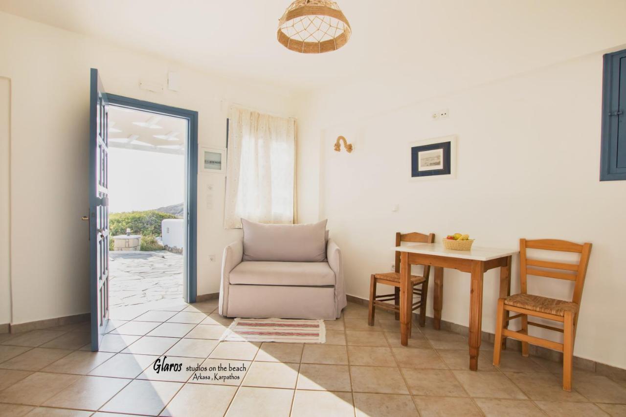 Glaros Luxury Studio On The Beach Apartment Arkasa Exterior foto
